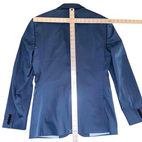 NEW ~ EXPRESS Men’s Blue Fitted Cotton-Blend Photographer Suit Jacket ~ Size 36R - Picture 14 of 15